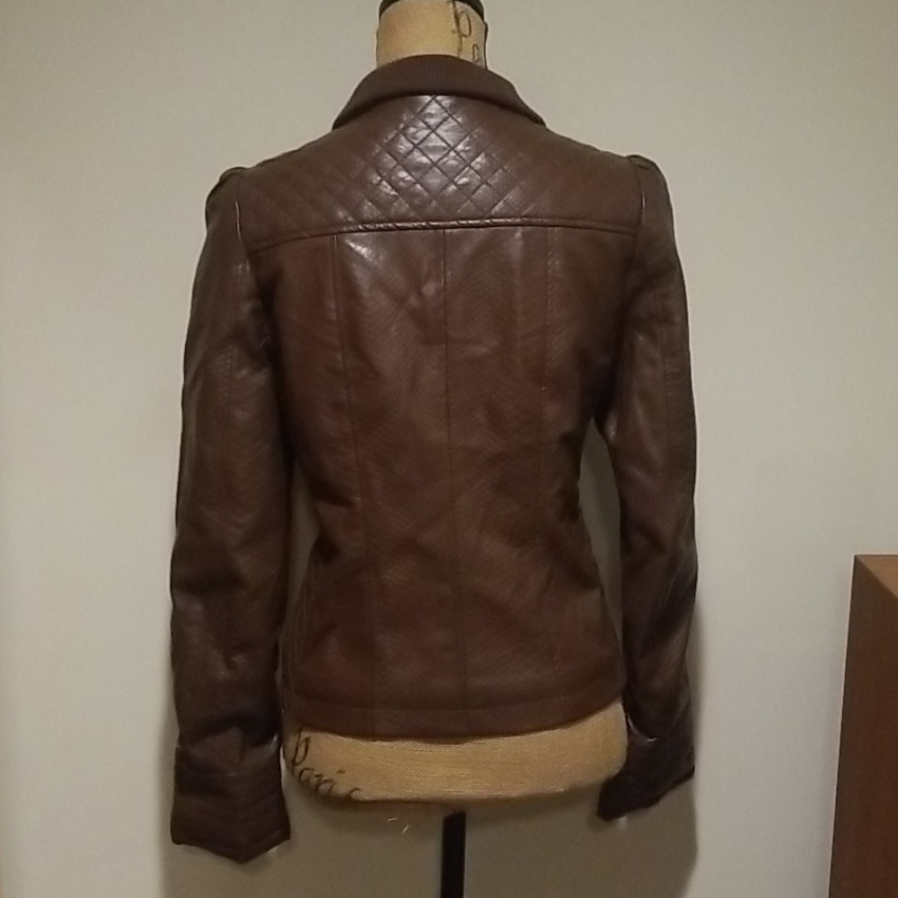 Brown plether zipper jacket - Picture 2 of 7